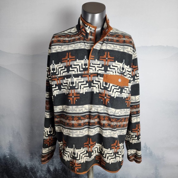 eddie bauer men's radiator fleece snap mock neck